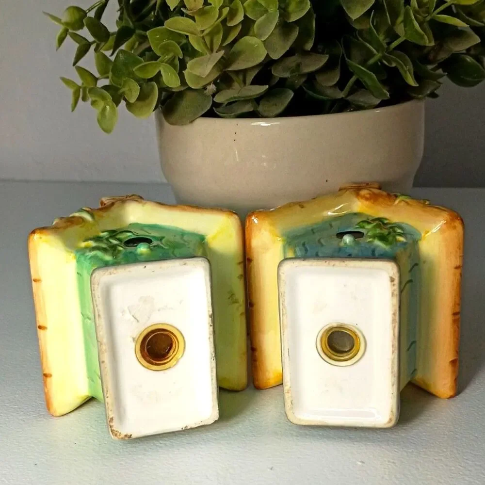 Cottage Bird House Salt & Pepper Shakers Hand-Painted Miniatures Ceramic
